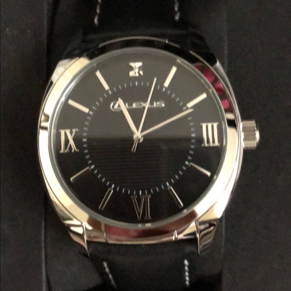 Lexus watch with solitaire diamond & leather band